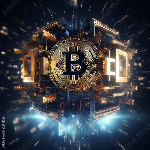 AI bitcoin blockchain illustration 