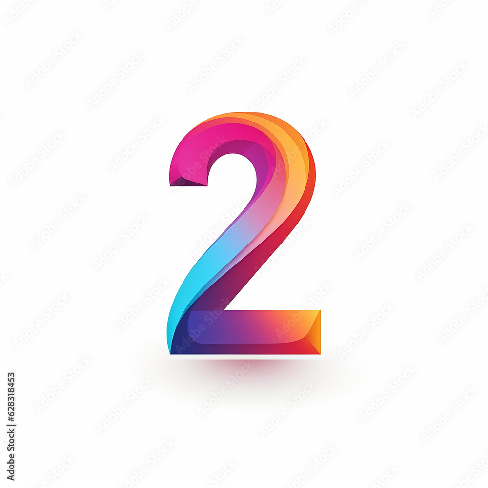 Number 2 written with generic flat illustration colorful logo design on white background Number 2 written with generic flat illustration colorful logo design on white background