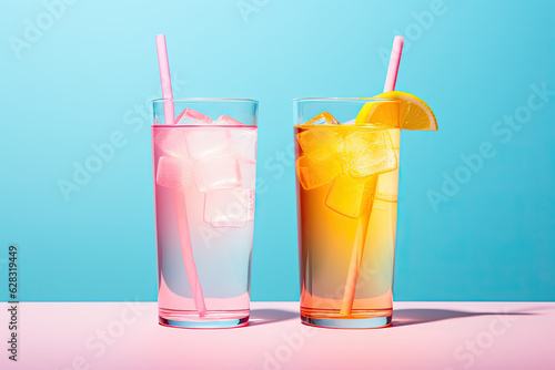 Colourful cocktail drinks in glasses