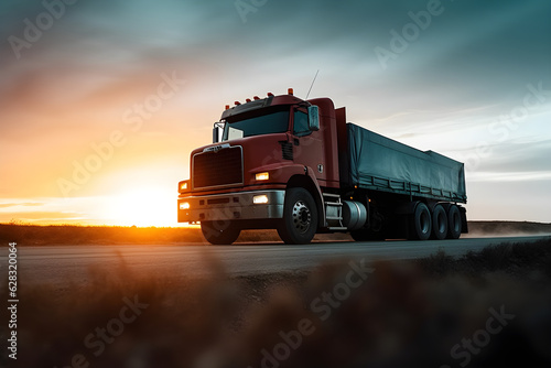 truck at sunset