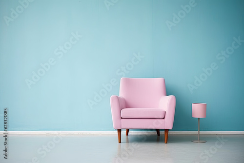 Simple furniture and decoration setup in front of a wall