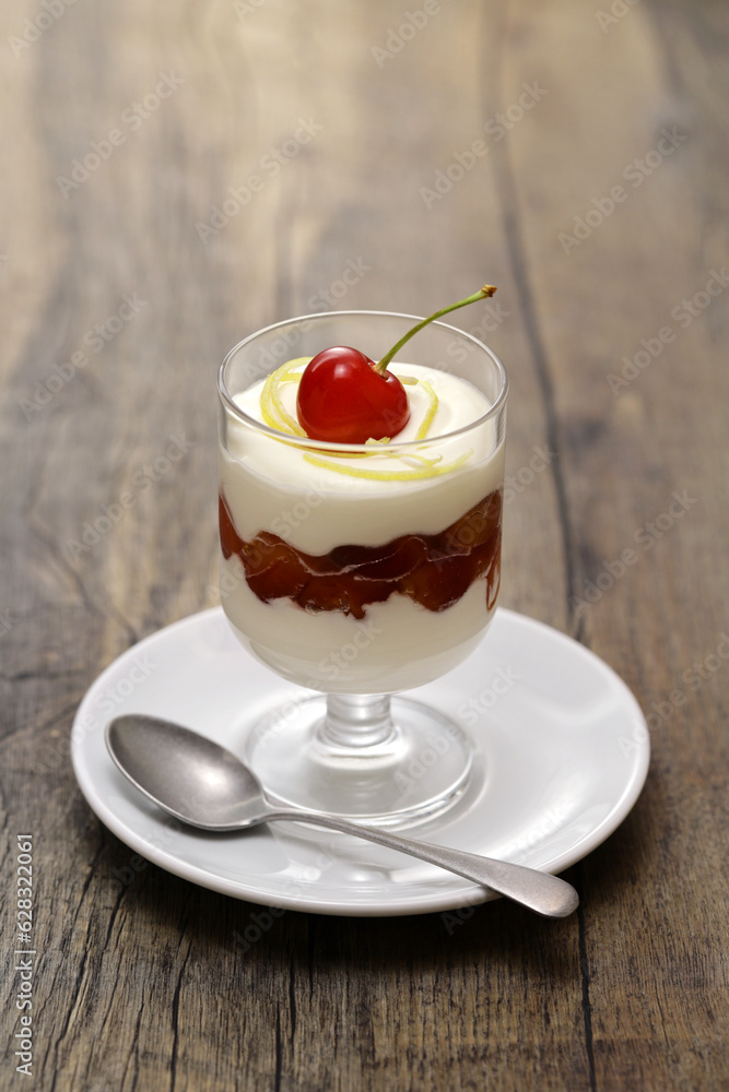 Cherry Lemon Syllabub, English Whipped Cream Dessert Cherry Lemon Syllabub, English Whipped Cream Dessert