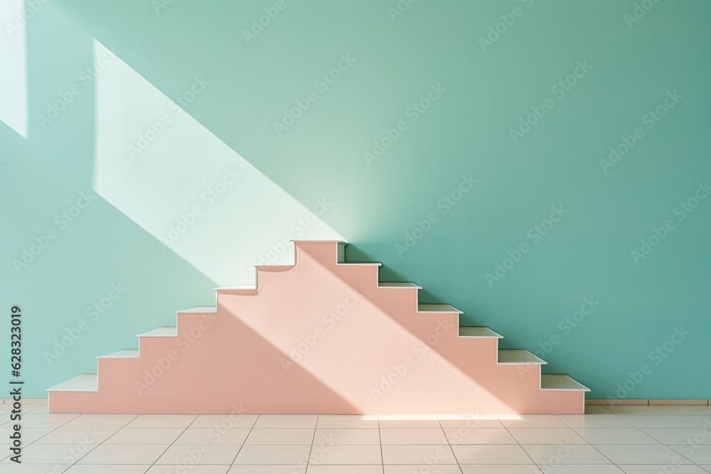 Beautiful pastel colour of staircase in a house Beautiful pastel colour of staircase in a house