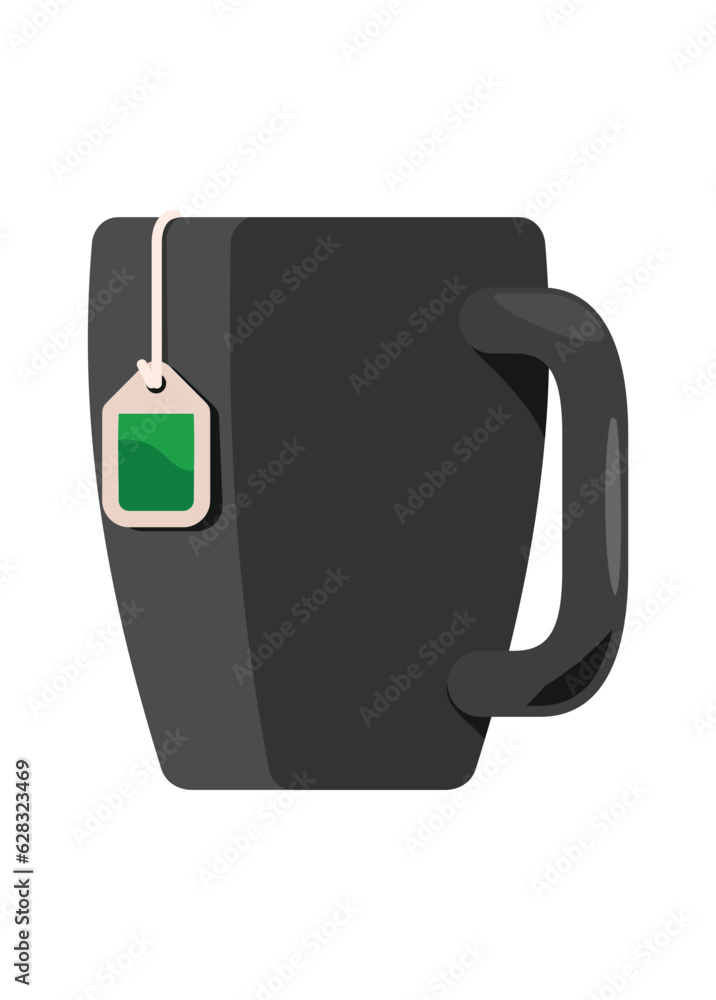 Hot tea cup. Side view. Simple flat illustration Hot tea cup. Side view. Simple flat illustration