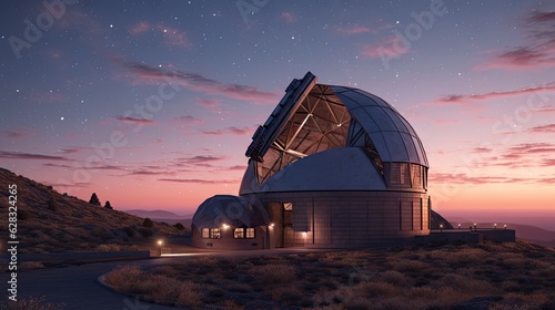 A large telescope sitting on top of a hill photo