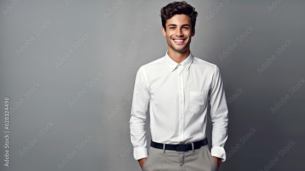 Obraz premium A man in a white shirt and grey pants