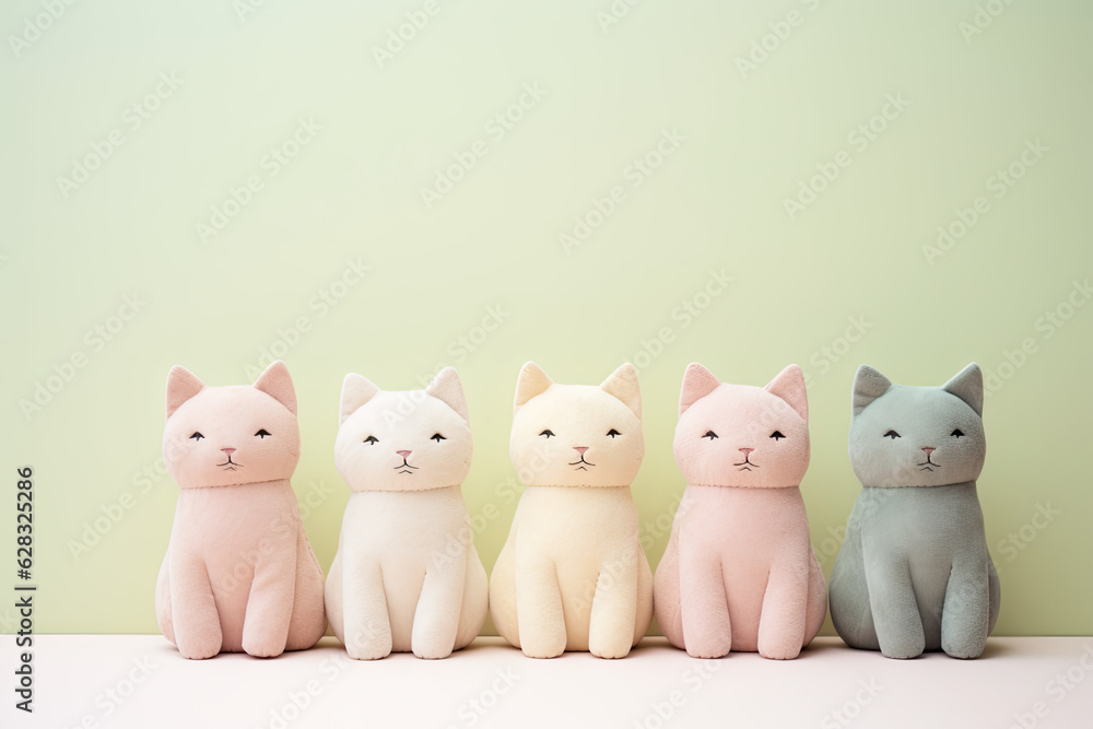 Colourful cat dolls on a clean background Colourful cat dolls on a clean background