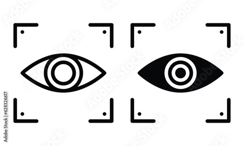 Eye scanner icon with outline and glyph style.