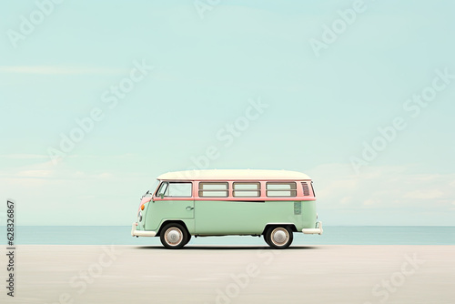 Retro mini bus on a clean background