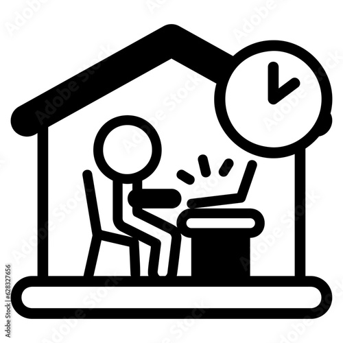  Working hours black style icon