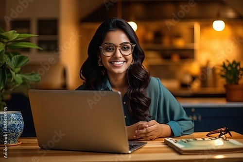 A woman sitting in front of a laptop computer