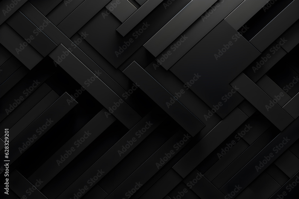 abstract 3D black geometric and elegant modern background, AI generate