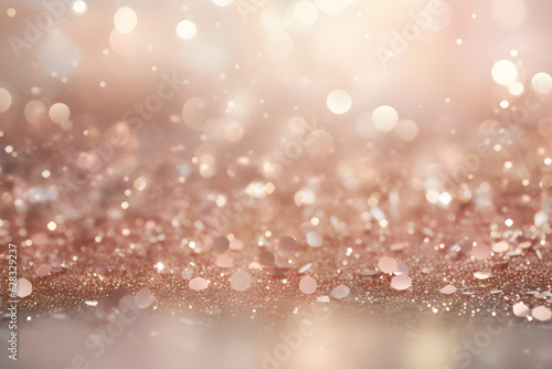 abstract bokeh background glitter vintage lights background. gold silver and white. de-focused, AI generate