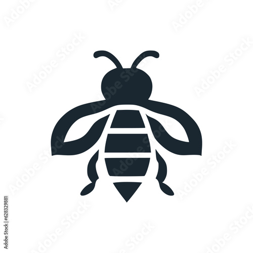 Professional black and white bee logo, suitable for a variety of industries. Minimalistic aesthetic, isolated on a white background. Silhouette icon of a wasp. simple logo of a honeybee.