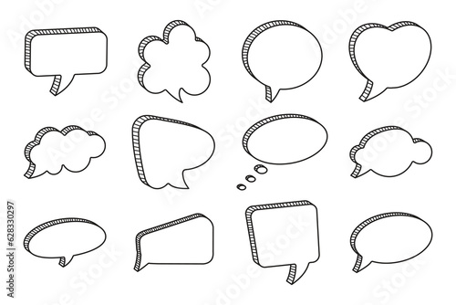 doodle bubble speech comic empty element design
