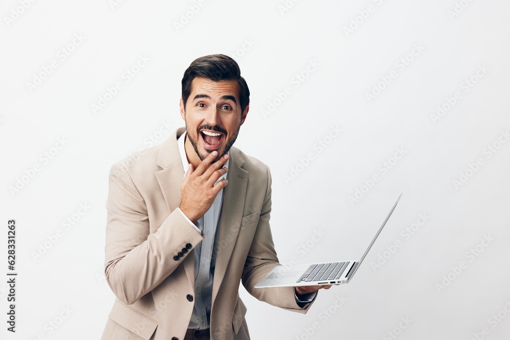 man freelancer business laptop smiling technology copyspace suit internet job computer man freelancer business laptop smiling technology copyspace suit internet job computer