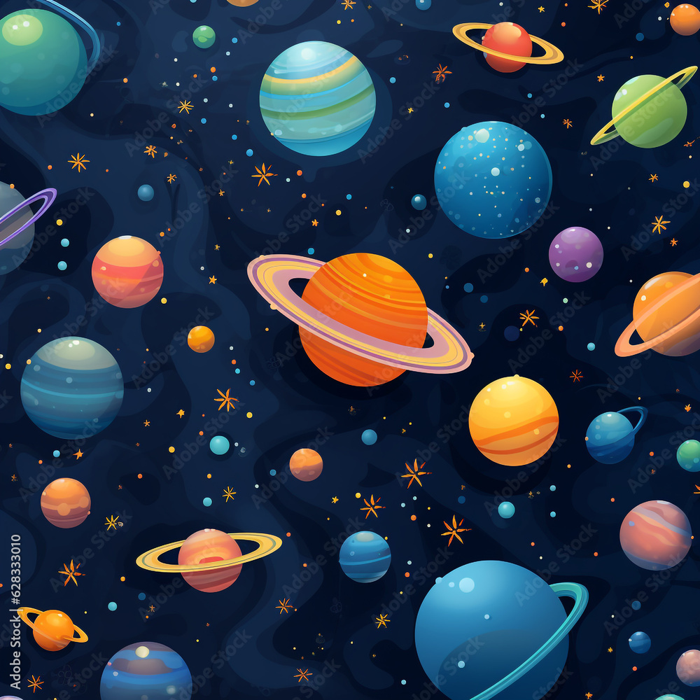 Seamless pattern with planets Seamless pattern with planets
