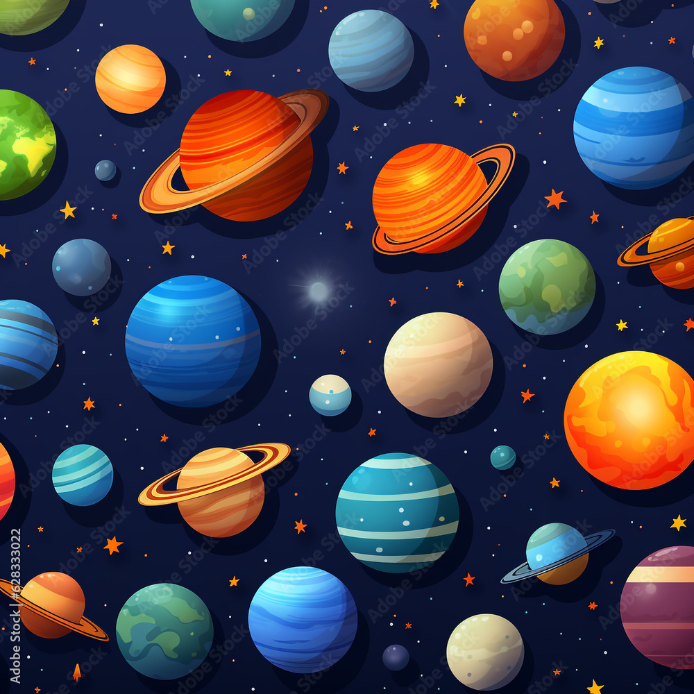 Seamless pattern with planets Seamless pattern with planets