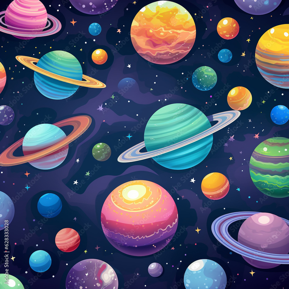 Seamless pattern with planets Seamless pattern with planets