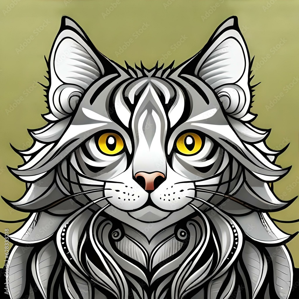 head of a cat art head of a cat art