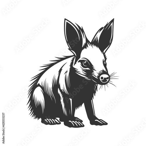 aardvark, vintage logo line art concept black and white color, hand drawn illustration photo