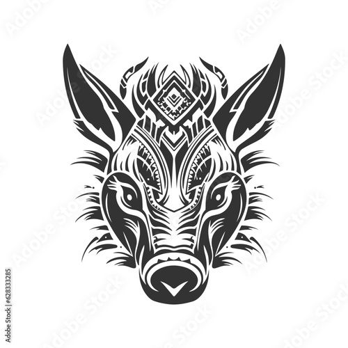 aardvark tribal  vintage logo line art concept black and white color  hand drawn illustration