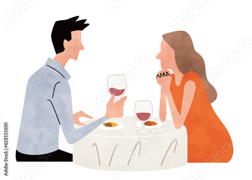 ベクターイラスト素材：食事するカップル
