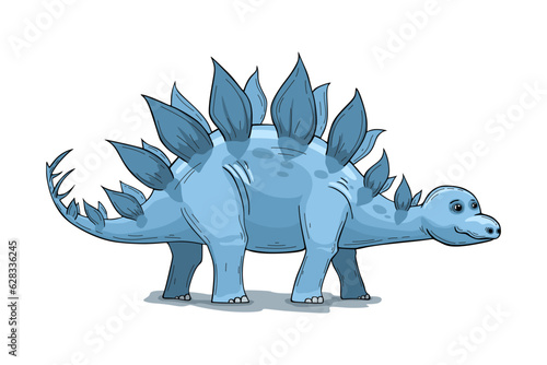 Cute stegosaurus dinosaur cartoon style vector illustration