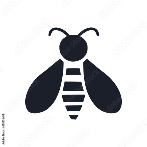 Professional black and white bee logo, suitable for a variety of industries. Minimalistic aesthetic, isolated on a white background. Silhouette icon of a wasp. simple logo of a honeybee.
