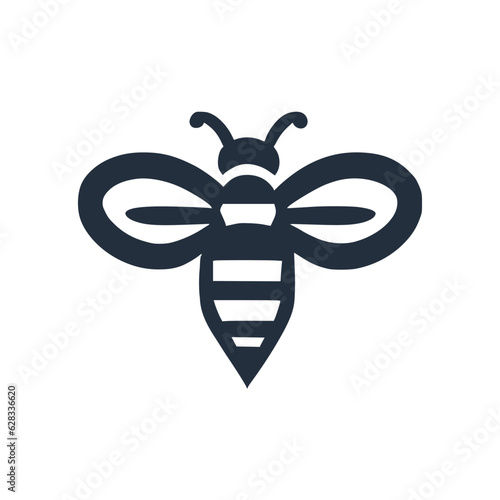 Professional black and white bee logo, suitable for a variety of industries. Minimalistic aesthetic, isolated on a white background. Silhouette icon of a wasp. simple logo of a honeybee.