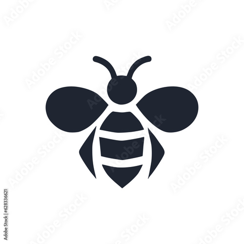 Professional black and white bee logo, suitable for a variety of industries. Minimalistic aesthetic, isolated on a white background. Silhouette icon of a wasp. simple logo of a honeybee.