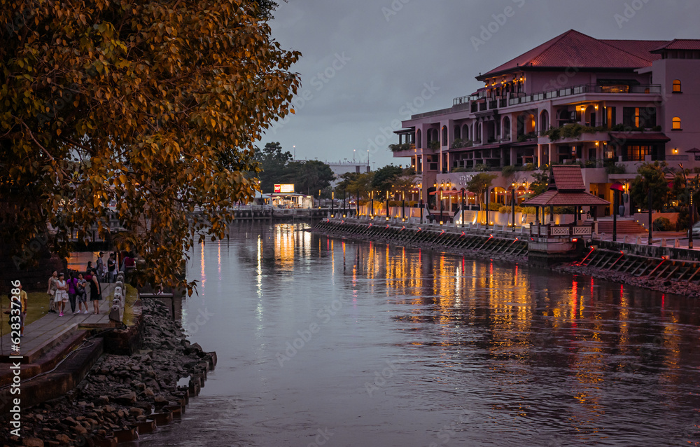 Melaka riverside at night