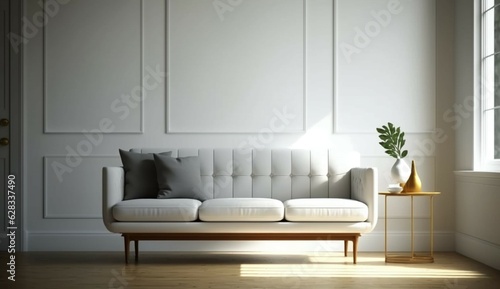 photorealistic modern simple sofa in living room again Generative Ai