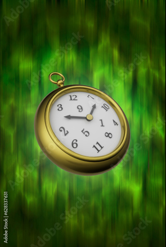 Gold pocket watch with scattered numbers on its face