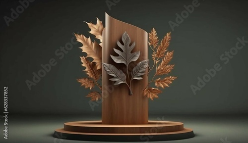 wooden podium display product stand winner pedestal Generative Ai
