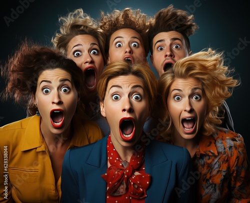 group of people shouting, g...