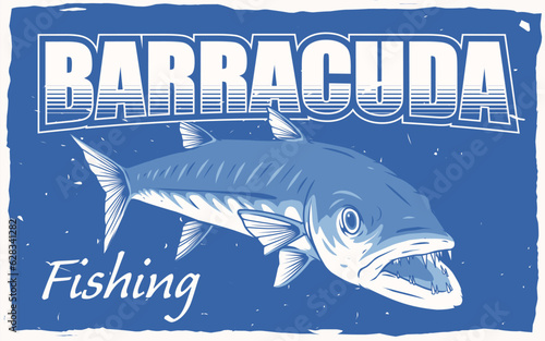 barracuda fishing poster design for print