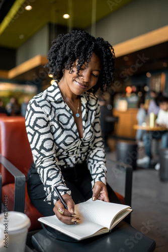 beautiful black girl in a coffee shop