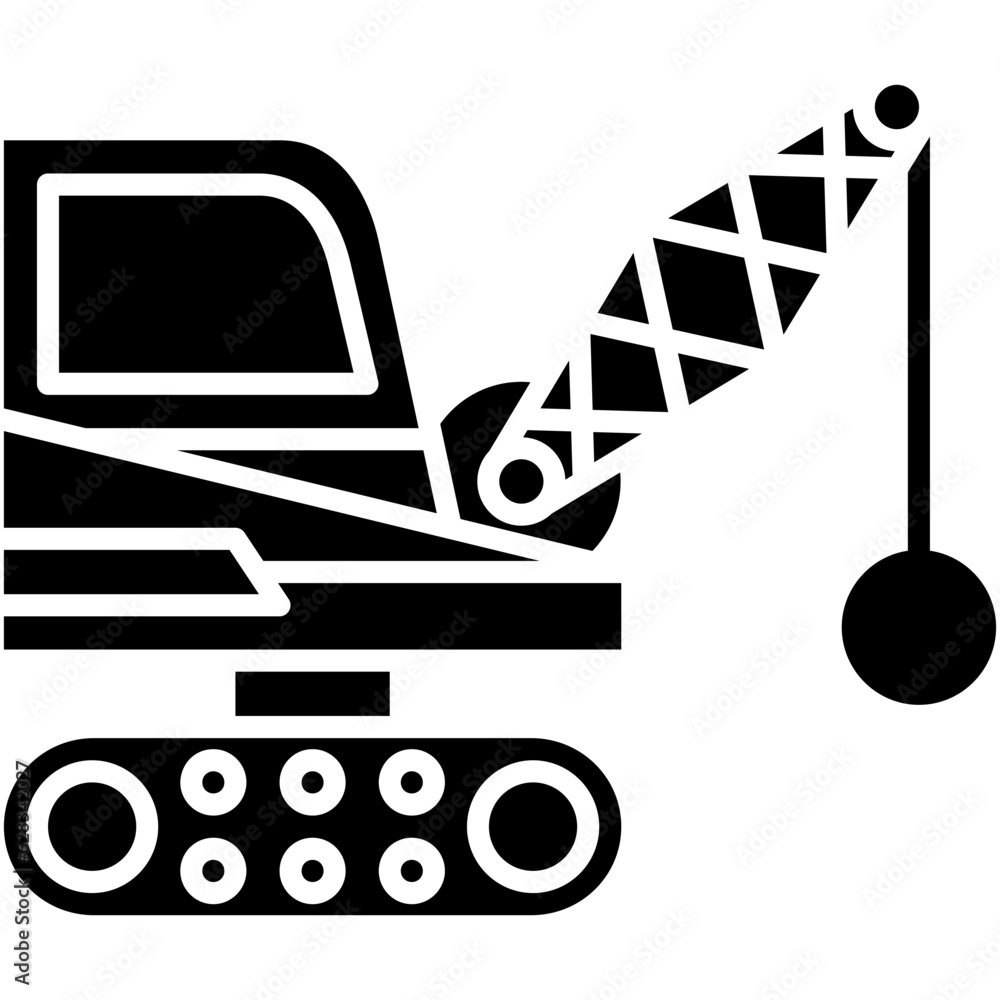 Wrecking Ball Icon. Wrecker Wall Tractor Symbol Stock Illustration ...