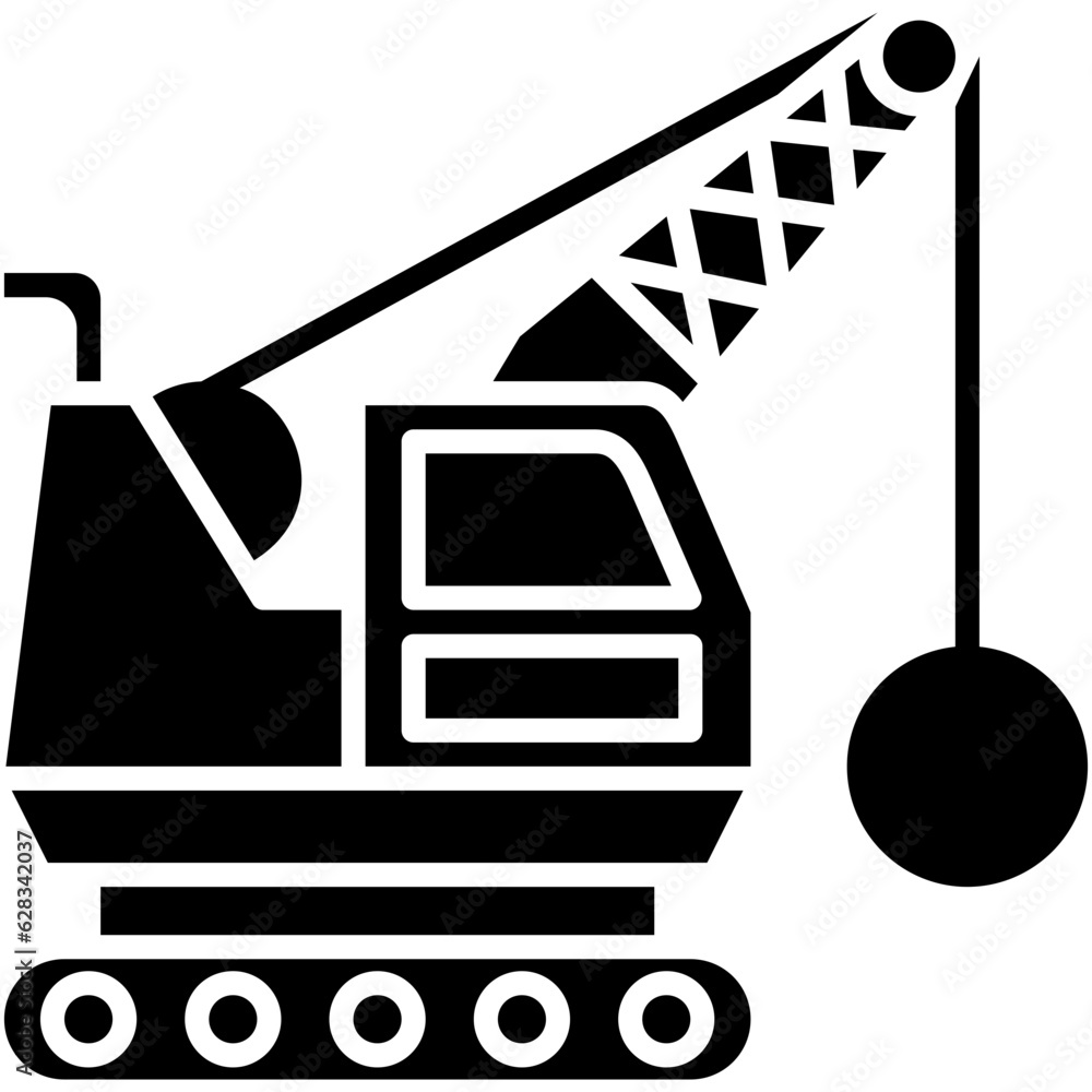 Wrecking Ball Icon. Wrecker Wall Tractor Symbol Stock Illustration ...