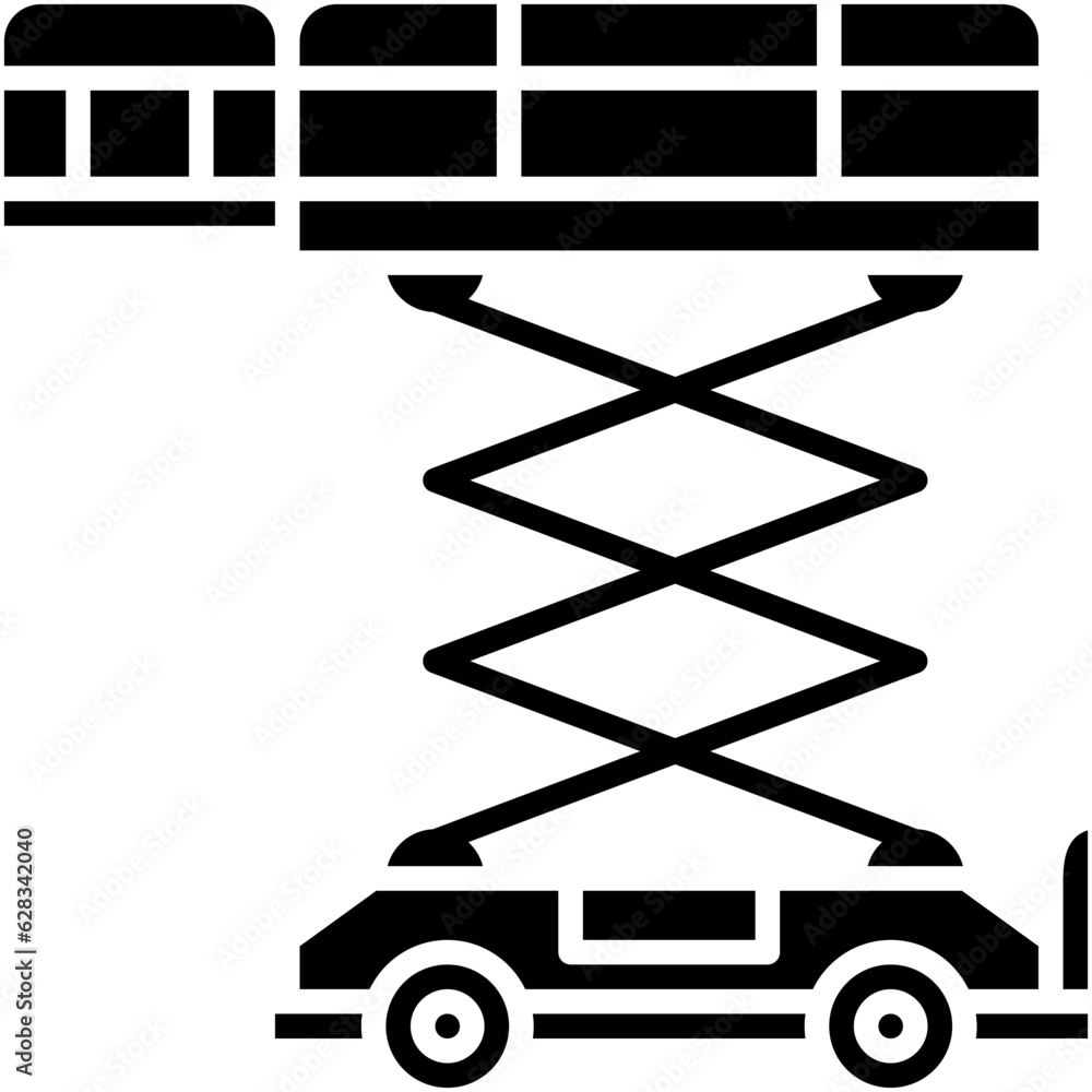 Scissor Lift Icon. Elevator Mechanical Crane Symbol Stock Illustration ...