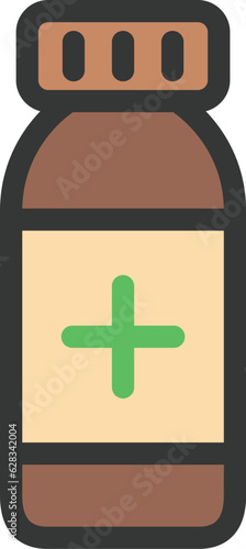 医療関連のカラー単品アイコン　瓶