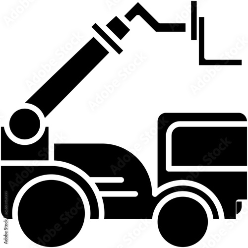 Tele Handler Icon. Construction Truck Vehicle Symbol Stock Illustration. Vector Solid Icons For UI Web Design And Presentation