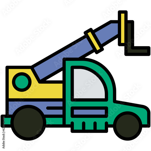 Tele Handler Icon. Construction Truck Vehicle Symbol Stock Illustration. Vector Filled Line Icons For UI Web Design And Presentation