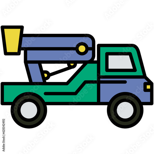 Cherry Picker Icon. Safety Hoist Crane Symbol Stock Illustration. Vector Filled Line Icons For UI Web Design And Presentation