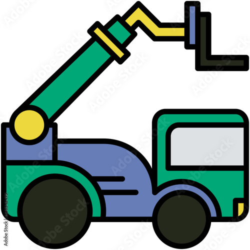 Tele Handler Icon. Construction Truck Vehicle Symbol Stock Illustration. Vector Filled Line Icons For UI Web Design And Presentation