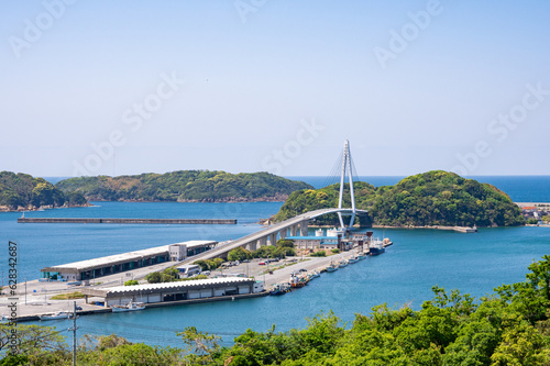 浜田マリン大橋の見える風景　島根県浜田市　The beautiful seascape with Hamada Marine Bridge in Hamada city,  Shimane pref. Japan