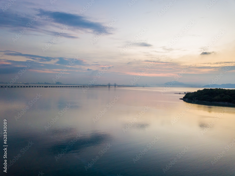 Landscape Scenes of Penang, Malaysia. Aerial view. Sunrise and daylight scenes.