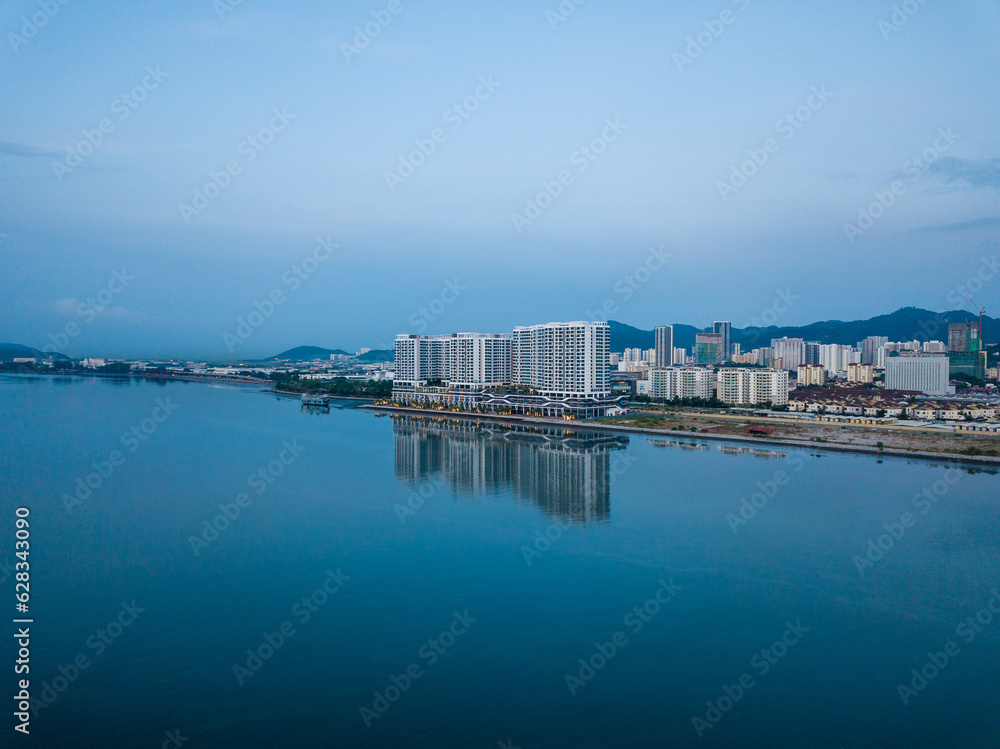 Landscape Scenes of Penang, Malaysia. Aerial view. Sunrise and daylight scenes.