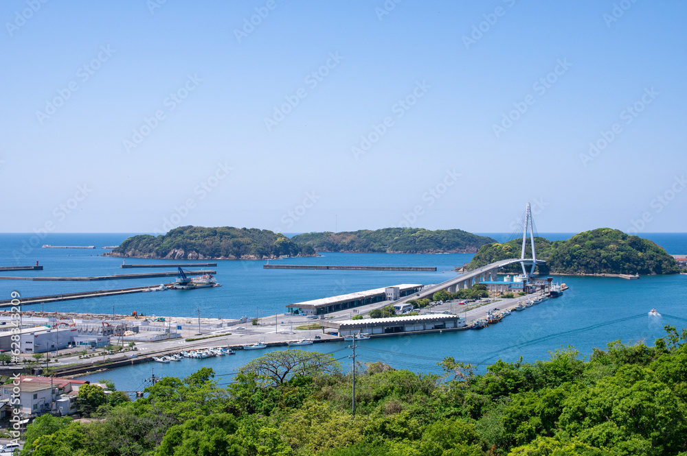 浜田マリン大橋の見える風景　島根県浜田市　The beautiful seascape with Hamada Marine Bridge in Hamada city,  Shimane pref. Japan